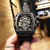 Orologio da polso per il tempo libero Luxury Richa Mens Business Meccanica Orologi Rm052 Macchina automatica multifunzionale Mulino a nastro in acciaio nero da uomo