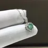 Correntes passadas Teste de diamante 1CT Pingente de moissanita verde-verde-azul S925 Colar de prata esterlina Girls Engagement Jóias de luxo de luxo-Giftchains