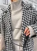 Femmes Mélanges Femme Élégant Plaid Long Manteau Femme Chic Automne Et Hiver À Manches Longues Col Rabattu Manteaux Dames Ceinture Fendue Vêtements 2023 231123