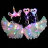 LED Rave Toy LED Angel Feather Wings Glow Light Up Luminoso Unicornio Halo Diadema Fairy Stick Kids Cosplay Party Costume Supplies 231123