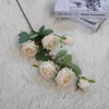 Dekorative Blumen 6 Köpfe Künstliche Exquisite Rosen mit Blättern Lange Zweige Valentinstag Hochzeit Party Home Decor