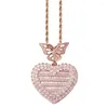 Pendentif Colliers DIY Po Flip avec Love Collection Cadre Papillon Plein de Zircon Bijoux Hip Hop Collier