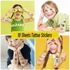 Nuevo 10 hojas/lotes niños lindo dibujos animados unicornio tatuaje temporal pegatinas baby shower para niños maquillaje de maquillaje tatuaje de sirena