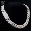 Colar de corrente de moissanite 18 polegadas Vvs Cuban Link Chain Dois tons Bling Diamond Curb Hip Hop Circular Arc Cuban