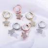 Beliebte Hip Hop fünfzackige Sternohrringe voller Zirkon Pentagramm Charms baumeln Mode Ohrringe Gold Australien Schmuck Bling Bling Ohrring für Männer Frauen Geschenk