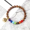 Strand 7 Chakra Kamień naturalny Bracelety Kobiety Uzdrawianie Reiki tygrys oko czarne lawowe koraliki drzewo życia urok bransoletka dla mężczyzn jogi biżuteria