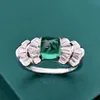 Vintage Emerald Diamond Ring 100% Real 925 sterling silver Party Wedding band Rings for Women Men Promise Engagement Jewelry