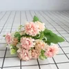 Dekorativa blommor 9 huvuden hortensia konstgjord boll falska gäng silke diy hem dekor dekoration bröllop bord bukett