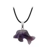 Pendant Necklaces Natural Stone Hand-carved Animal Dolphin Little Whale Three-Dimensional Jade