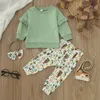Clothing Sets Toddler Girls Long Sleeve Ruffles T Shirt Pullover Tops Cartoon Cow Prints Pants Little Girl's Outfits Blanket Wrap Set