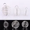 Pendant Necklaces 30PCS/Set Silver Plated Round Alloy Spiral Beads Cages Pendants Fashion Component Charms DIY Jewelry Making Bracelet