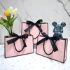 Gift Wrap High Quality Pretty Pink Bag Box Ornament Pajama Book Black Handle With Ribbon Paper Kraft Packaging 230422