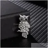 Pins broches adorável cristal strass animal broche coruja ouriço estrela do mar roupas lapela pino para mulheres jóias sier cor liga dr dhp6w