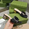 Designers Low Heeled Leather Sexy Sandals Women Interlocking High-quality Real Leather Slippers G Cut-out Slide Sandal Calf Ladies Fashion Cutout Wear Shoes NO384