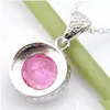 Pendant Necklaces Luckyshine 10 Pcs 1Lot Women Jewelry Round Vintage Mti-Color Topaz Gemstone 925 Sier Zircon Pendant Necklaces Mm Wit Dhhly