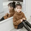 Sets 2023 Herfst Winter Baby Meisjes Effen Warme Gebreide Truien Coltrui Casual Criss Cross Truien Tiener Dikke Kleding X09 231123