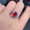 Bagues de cluster Naturel 6x8mm Pigeon Rouge Ruby Bague 925 Sterling Argent Luxe Incrusté Cadeau De Mode Pour Votre Petite Amie