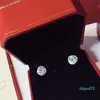 Classic four claw earrings 925 silver plated process diamond stud earrings star with the same light earrings