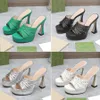 Plateau-Sandalen, Slipper mit klobigen Absätzen, Knöchelriemen, offene Zehen, High-Heels-Sandalen, Luxus-Designer-Slipper, Partyschuhe, 11 cm, mit Box