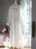 Mulheres sleepwear algodão bordado francês lânguido u-pescoço babados princesa camisola rendas vintage fada noite vestido primavera pijamas