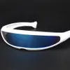 Futuristiska smala cyklops visir solglasögon laser glasögon uv400 personlighet speglade linsdräkt glasögon glasögon män rymdrobotglasögon