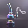 Großhandel Glasölbrenner Bongs Becherglas Wasserpfeifen Bunte Nanobeschichtung Dab Rig Ashcatcher Wasserpfeifen Heady Glass Dab Rigs Bubbler mit 14 mm männlichem Glasölbrennerrohr