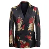 Herenpakken Blazers Formele sjaal Rapel Jacquard Blazer Slim Fit Fashion Red Coat For Men Vintage Wedding Party Jacket