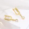 Boucles d'oreilles créoles 2 pièces de luxe en or pour les femmes zircone cuivre oreille bijoux femme réglage résultats bijoux faisant des fournitures