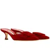 Lyxdesigner Mules Sandal Women Pumps Slipper Sandal MaySale Suede Mule Buckle Shoes Mid Heels Summer Casual Dress High Heels med Box 35-43