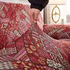 Stol täcker 2023 Red Mandala Stretch Slipcovers SOFA Cover för vardagsrummet Bohemian Sectional Elastic Couch Single/Two/Three/Four Seat