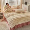 Conjuntos de cama Inverno Luxo Microfibra King Bedding Set Home Têxteis Pelúcia Quente Quilt Cover Bed Sheet Set com Fronha 4 Pcs Bed Linen Set 231122