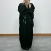Etniska kläder kvinnor eid muslimsk svart abaya ramadan marocko cardigan dubai batwing lös pärlor abayas kaftan vestidos arab långa mantel