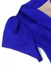 Kvinnors blusar blå skjorta för kvinnor 2023 ihåliga ut mesh lapptäcke puff hylsa sexig blus fest evenemang mode stor storlek afrikanska hösttoppar