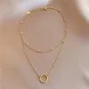 Chains Chain Hollow Circle Pendant Necklace For Women Gold Color Simple Necklaces Jewelry Luxury Niche Accessory