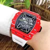 Mekanisk 2022 Red Richa Watch Milles Mens Mens Automatisk kolfiber Personlig ihålig tejp Lysande modetrend