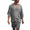 Roupas masculinas roupas de traje de verão de férias de verão use roupas de camisa havaiana de 2 peças respirar linho de férias legal 230422