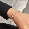 Bangle Fashion Bracelet Rose Gold Color Love Heart Cubic Zirconia Stones Open Women Party Jewelry Gift High Quality