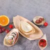 Take Out Containers 50pcs Disposable Sushi Wood Boat Japanese Style Dessert Tray Snack Food Cooking Packaging Boxes Tableware Accessory