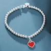 100 % S925 Silber Armband Luxus Liebe Perlen Tag Stränge Frauen Feiner Schmuck Trendige Perlenkette runde Kugel Armbänder für Freundin Mini Tag Blau Mode Geschenk mit Logo