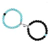 Strand Beads Natural Bracelet For Lovers Stone Distance Heart Magnet Couple Bracelets Friendship Fashion Jewelry Gift 2Pcs/Set