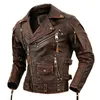 Hommes en cuir Faux Moto peau de vache véritable veste hommes mince pierre fraisée rétro veau manteau Moto Biker vêtements d'équitation 231123
