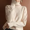 classics Women woollen sweater Turtleneck Pure Color Knitted Pullover 100% Wool Loose sweaters mens winter outdoors embroidery couple pullover