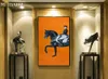 Classic Modern Orange Horse racing Canvas Print Painting Poster Cool Wall Art Wall Pictures for Entryway Large Size Home Decor LJ21358390