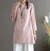 Этническая одежда традиционная китайская женщина Чеонгсам Топ с длинным рукавом мандариновый костюм Tang Tops Hanfu женские топы и блузки 2023 10406