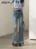 Jeans femme MISHOW Vintage Split 2023 printemps été taille haute Slim Denim bleu décontracté femme vêtements Flare pantalon MXC15K0021 230422