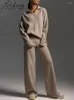Women's Two Piece Pants MiuKoMiYa Spring Polo Sweaters With For Women Winter Sets Knit Pullovers And Loose Pant Set Khaki 2023