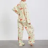 Women's Two Piece Pants Women Long Sleeve Tops & Side Split Pant Set Y2K Pullover Floral Shirts Trouser Suits Simple Casual Comfy Nightwear