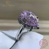 Wedding Rings Gica Gema 100 925 Sterling Silver Pear Cut 4CT VVS D Color Created Engagement Customized Ring Fine Jewelry 231123