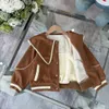 New designer kids Tracksuits Autumn Plush insulation baby coat sets Size 110-160 Large lapel girl jacket and pants Nov25