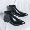 Laarzen Britse stijl mode hoge schoenen herenpak kort banket formeel echt leer gratis levering